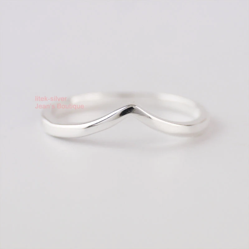 Кольцо средней длины на палец из стерлингового серебра 925 пробы Wishbone Chevron Dainty