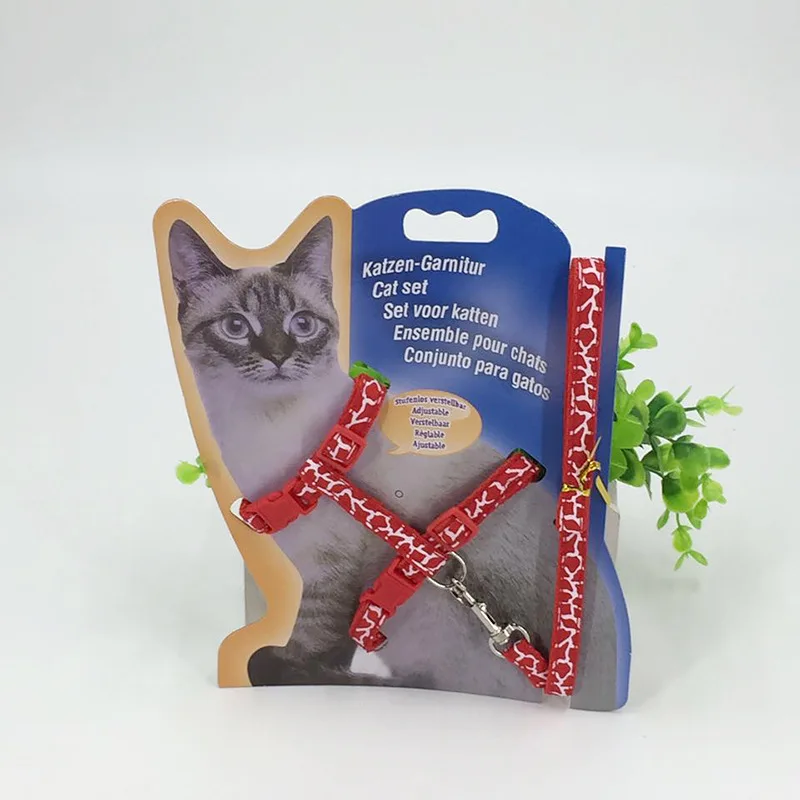 Красочные Нейлон шлейка для кошек поводок котенка Регулируемый Pet тяги жгут