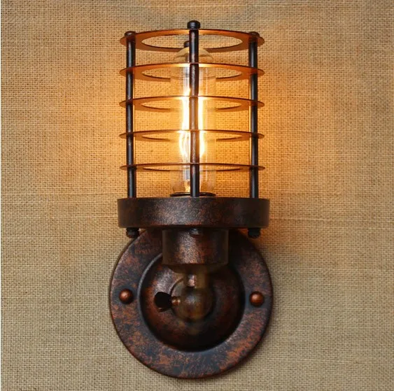 

40W American Retro Vintage Wall Lamp Bedroom Rust Iron Loft Industrial Wall Sconce LED Stair Light Lamparas De Pared