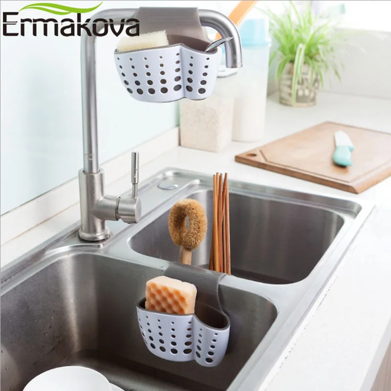 ERMAKOVA 2 сторонний держатель губки для раковины мыла кухни пластиковые корзины