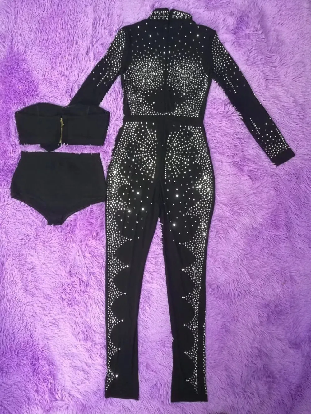 Сияющая красота 2018 Высокое качество Новый черный с длинными рукавами Круглый