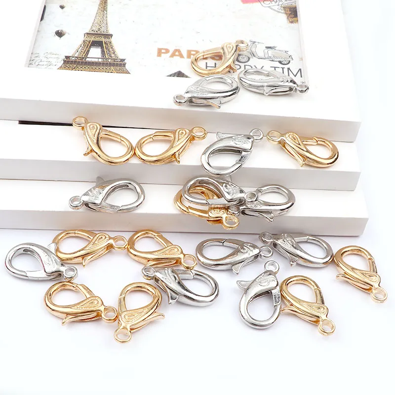 New Double-Leaf&ampShoes 20x31mm Gold&ampWhite K Lobster Clasps Hook Key Chain Components DIY Jewelry Bracelet Making Accessories |