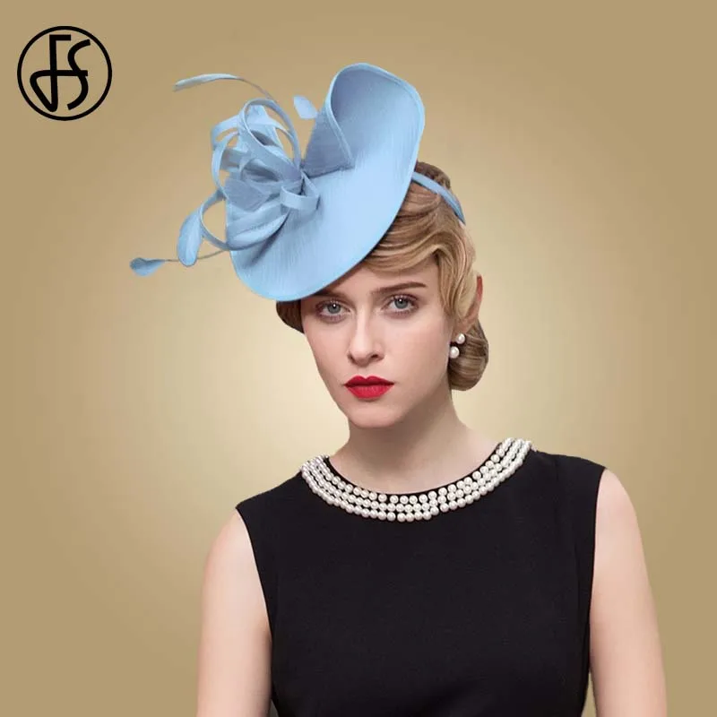 Lake Blue Fascinator FS вуалетки красная шляпа для женщин Pillbox шляпа черная официальная Коктейльная Дамская Свадебная церковная Чай Вечерние Дерби кепки Chapeu Feminino Fedora - Цвет: Lake Blue Fascinator