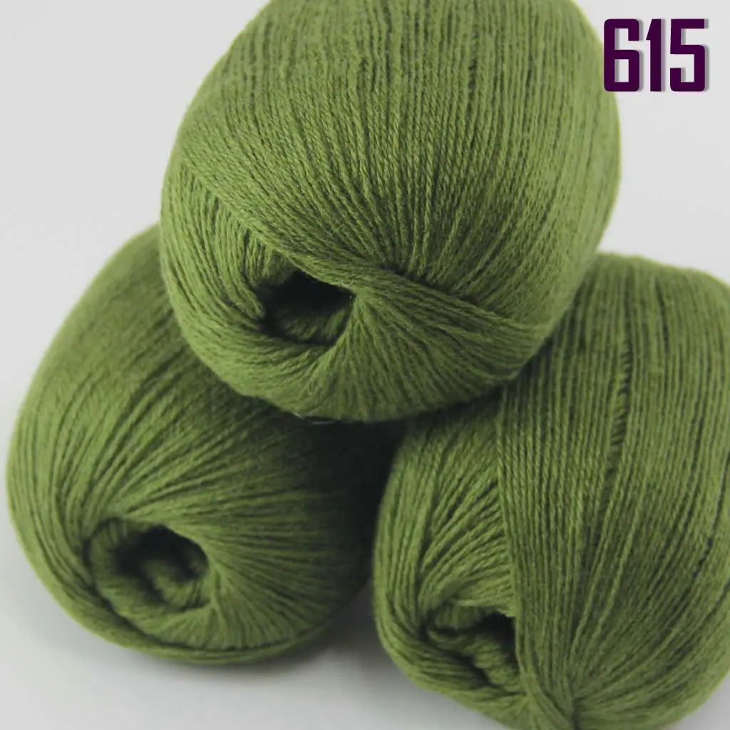 615 Olive Green Распродажа новые мягкие 3X50 г чистый кашемир обертывание шали ручной вязки шерсть пряжа Кашемир шали и обертывание s 233 - Цвет: 615 Olive Green