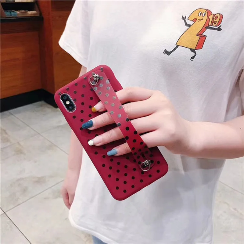 MORINBO for iPhone 6 7 8 Plus cute wave point soft TPU case X XR XS Max all bag with lanyard phone |