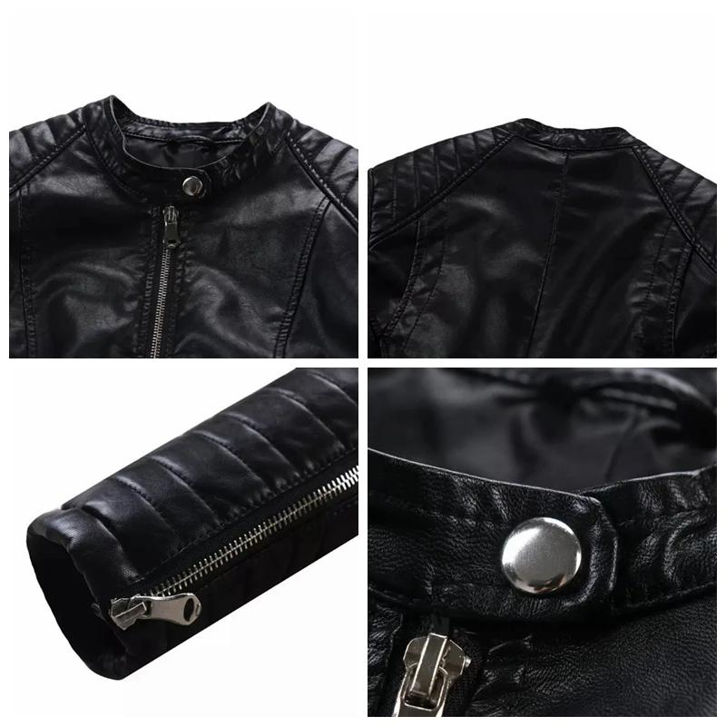 Кожаная куртка женская облегающая Базовая Байкерская мотоциклетная мягкая