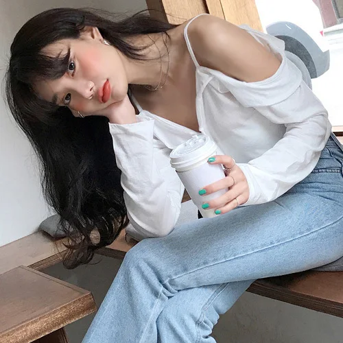 Женский пуловер с v образным вырезом в Корейском стиле уличная футболка