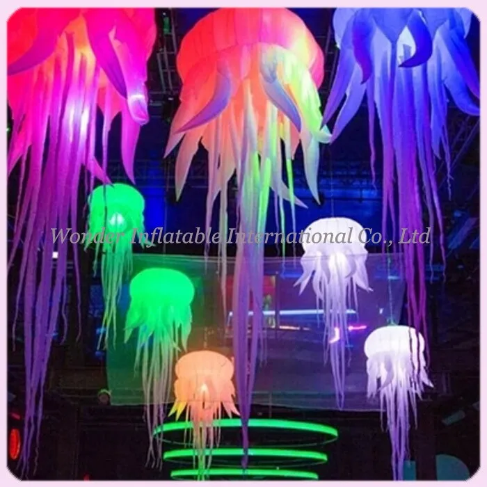

New attractive oxford inflatable jellyfish balloon with bright RGB led lights inflatable medusa for wedding stage decoration