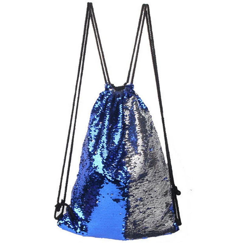 2019 новые брендовые двусторонние пайетки рюкзак на шнурке Блестящий Cinch пакет