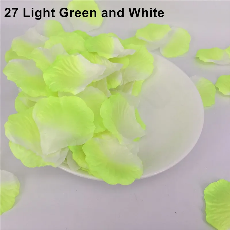 27 Light Green White Розовые лепестки роз цвета шампанского, свадебные, фиолетовые, белые, розовые, свадебные, искусственные цветы, романтические, поддельные, Petales De Fleurs, 1000 шт - Цвет: 27 Light Green White