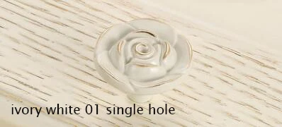 ivory white 01 Винтажные ручки для шкафа, пасторальная Роза, ручки для шкафа, комода, ручки для ящика, декоративные ручки, одно отверстие, размеры S, M, L - Цвет: ivory white 01