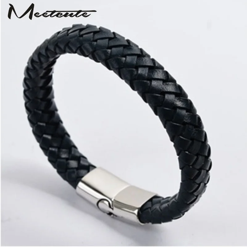 Meetcute мужской модный браслет из нержавеющей стали с подвесками черный