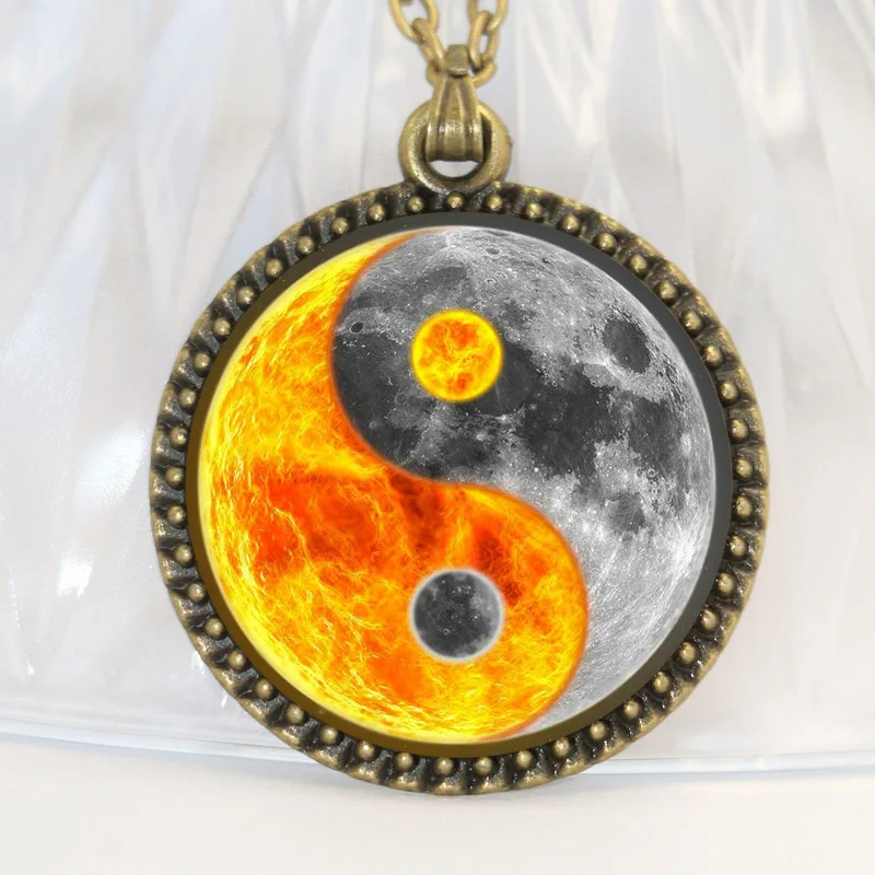 1 шт./лот Yin Yang Fire and Water ожерелье водный кулон стеклянный кабошон с фото