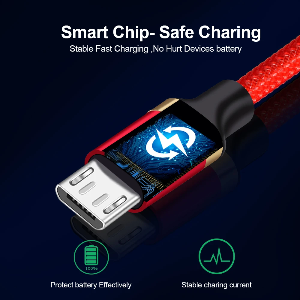 Micro USB кабель Marjay 2.4A нейлоновый Плетеный Быстрый зарядный для Samsung Xiaomi Huawei LG msirusb