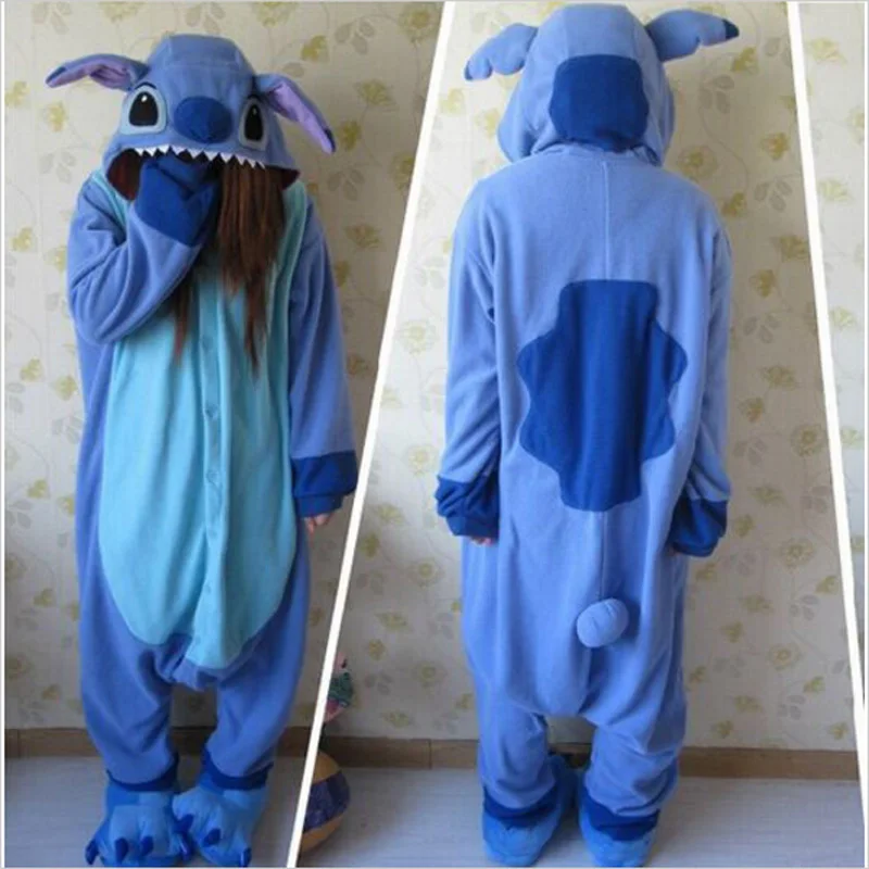 Ститч пижамы Аниме животные Синий Лило Ститч пижамы для взрослых унисекс Onesie полиэстер флис Высокое качество пижамы