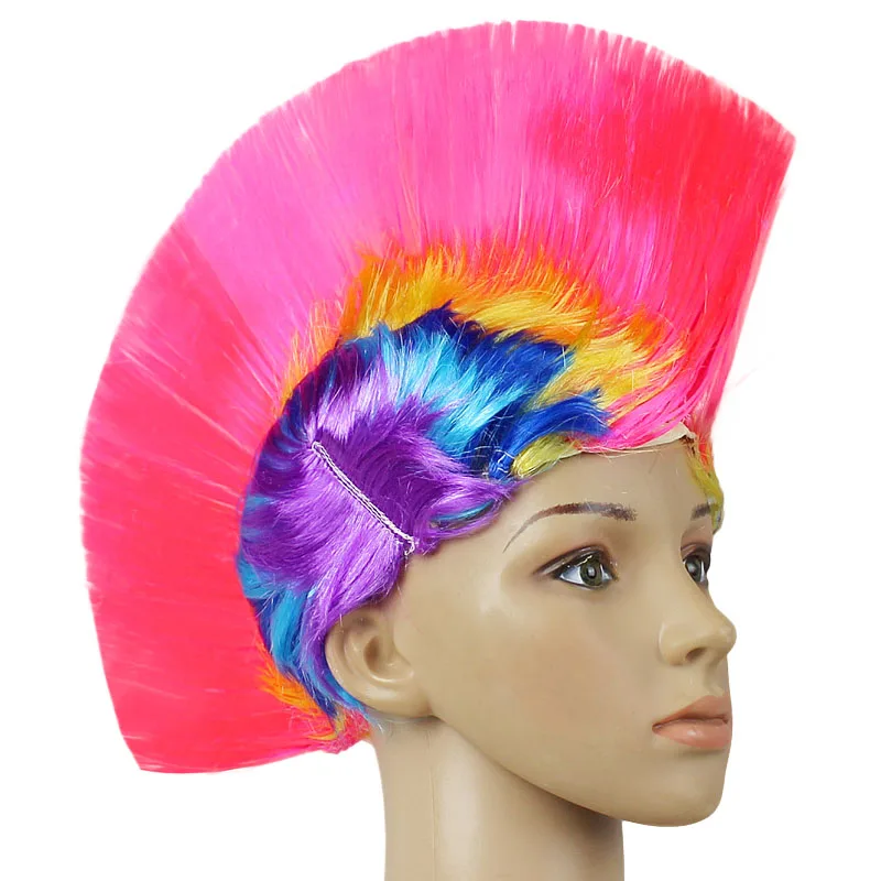 Волосы Фантазии в стиле панк рок Косплэй вечерние парик Радуга костюм Могикан
