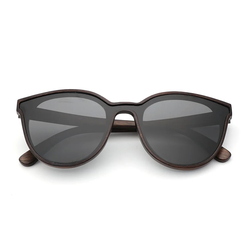 black lens 2 BerWer новые деревянные очки Для женщин Для мужчин круглый бамбуковые солнцезащитные очки Зебра очки с деревянной оправой поляризованные линзы Винтажные Солнцезащитные Очки - Цвет линз: black lens 2