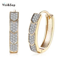 visisap arrow shape shining cubic zirconia hoop earrings for women girls earring fashion jewelry champagne gold color vkzce137