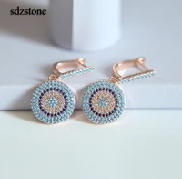 free shipping fashion earrings jewelry trendy rose gold color austrian crystal nano turquoises earrings wedding for women gift