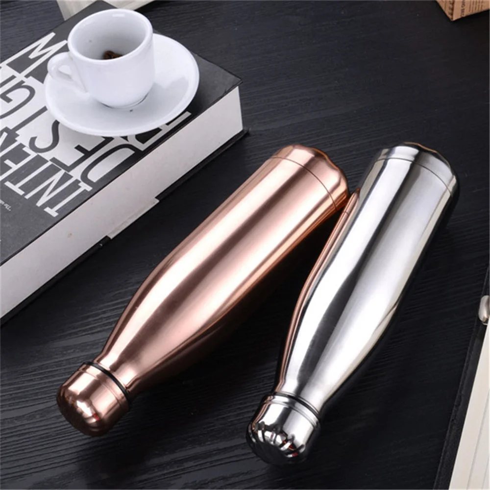 Пользовательский логотип 500 мл бутылка для воды розовое золото термос из