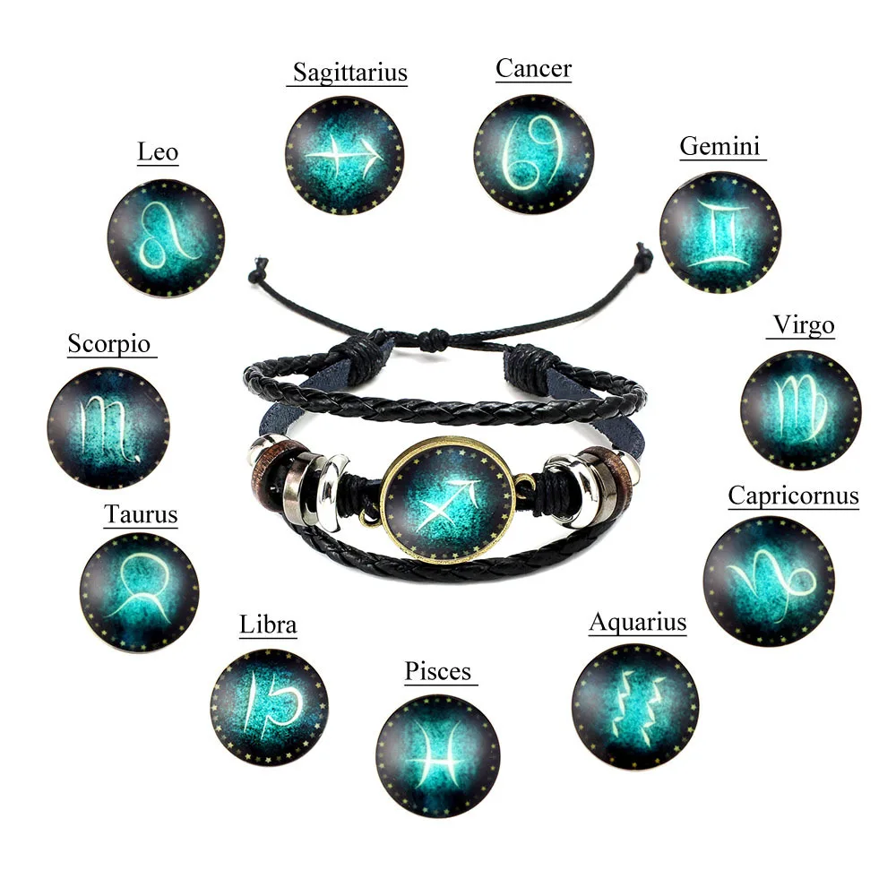 12 шт./партия Стрелец/Водолей/Скорпион/весы/Козероги браслетов созвездия для