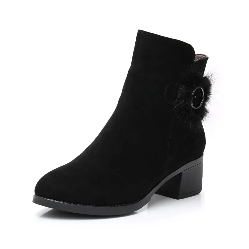 black single boots Высококачественная обувь из матовой воловьей кожи; женские брендовые ботинки; модель года; Новейшая модель; зимняя Удобная теплая женская обувь; зимние ботинки - Цвет: black single boots