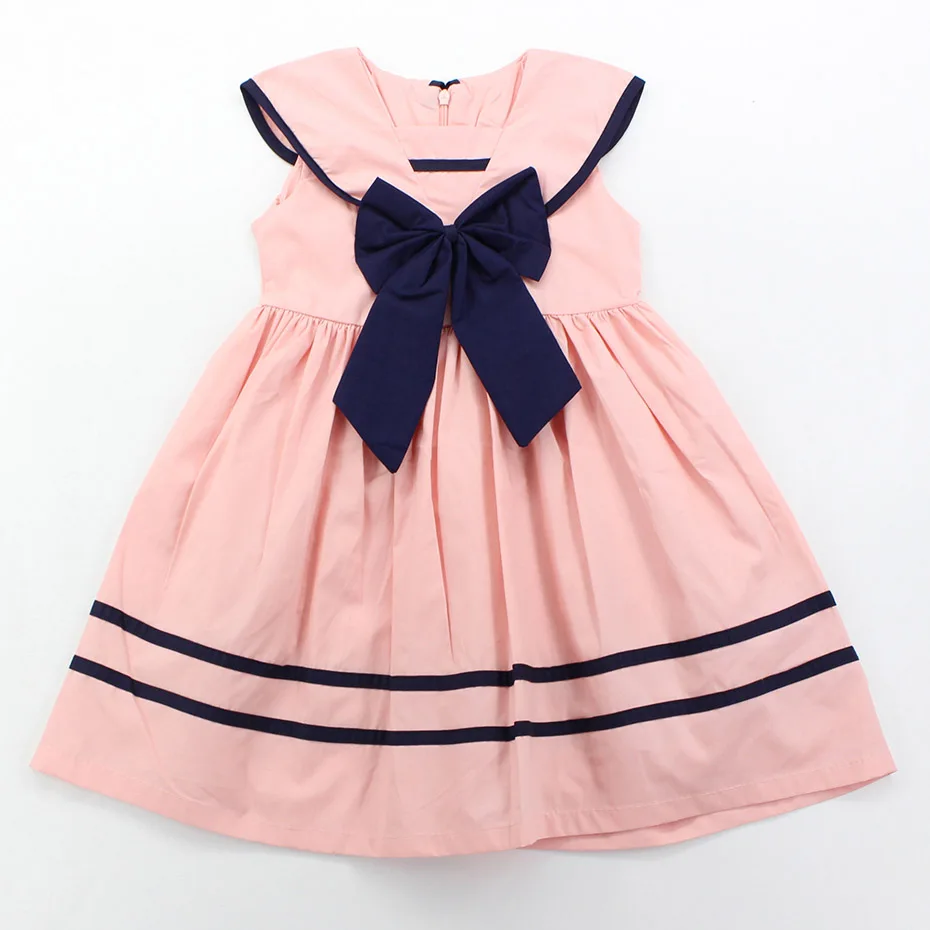 Girl Dress Sailor Collar Vestidos For Children Big Bow Teenage Kids School Clothes Girls 6 8 10 12 13 14 Year | Детская одежда и