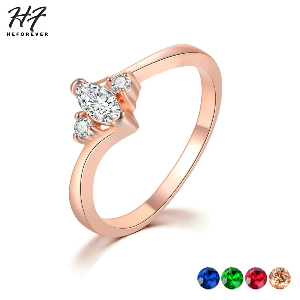 Модные разноцветные кольца для женщин опционально Простые овальные фианиты цвета розового золота свадебный подарок модные ювелирные изделия R797 R804