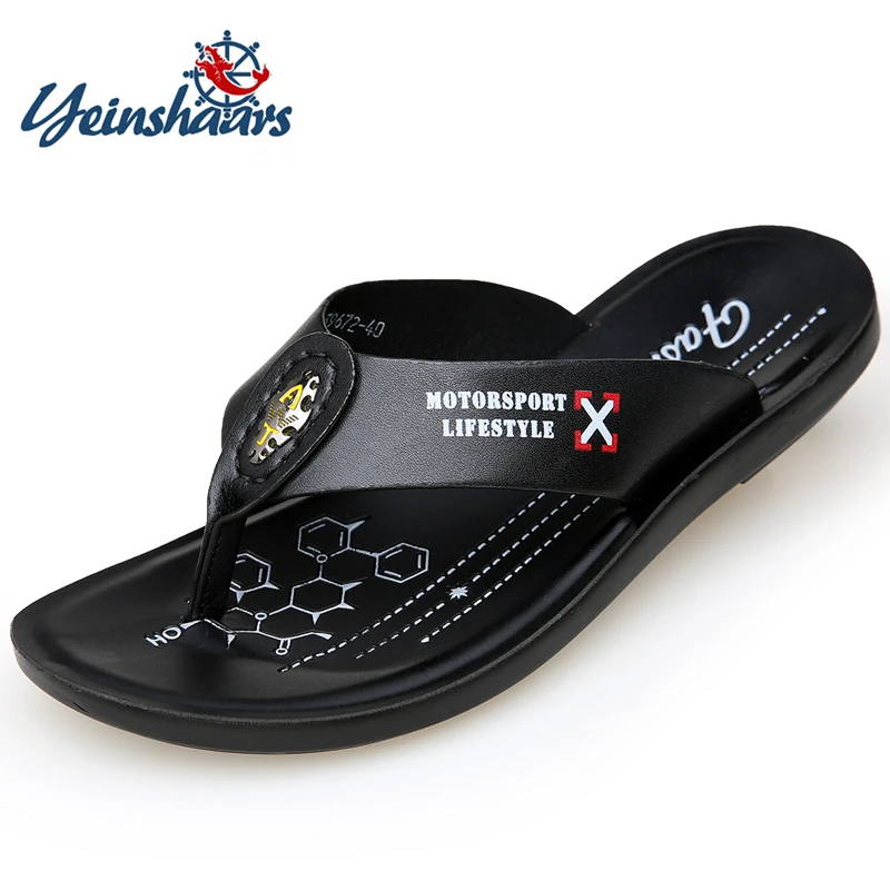 Шлепанцы YEINSHAARS мужские из натуральной кожи пляжная обувь дышащие мягкая подошва