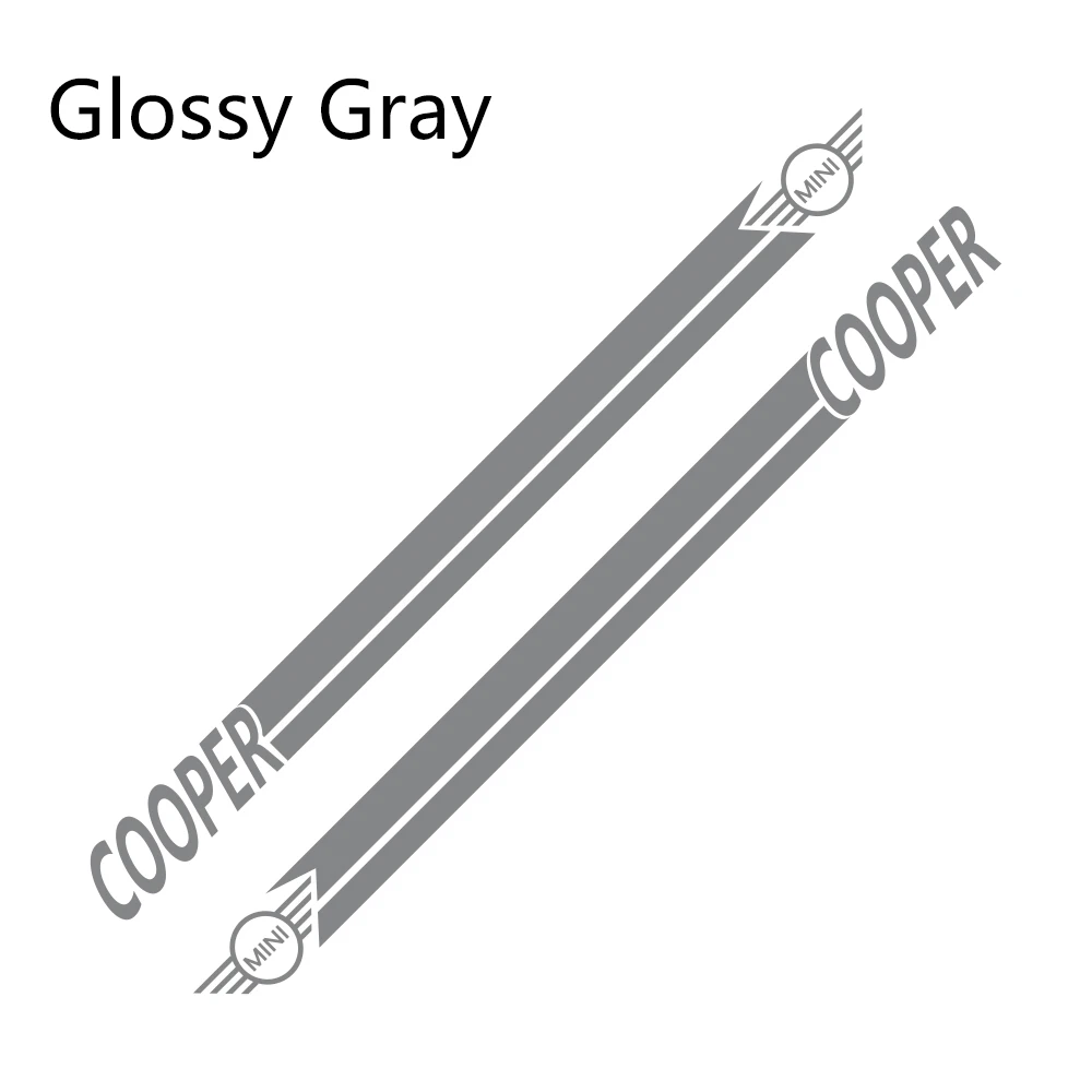Glossy Gray Наклейки для автомобиля сбоку в полоску спортивный стиль наклейки для Mini Cooper R56 R57 R58 R50 R52 R53 R59 R61 R60 F60 F55 F56 F54 аксессуары - Название цвета: Glossy Gray