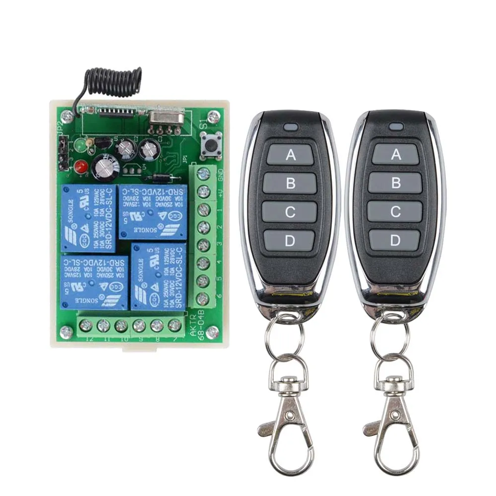Смарт несколько DC 12V 24V 10A 315/433 MHz 4CH 4 CH беспроводное реле RF пульт дистанционного управления приемник+ 4 кнопки передатчик
