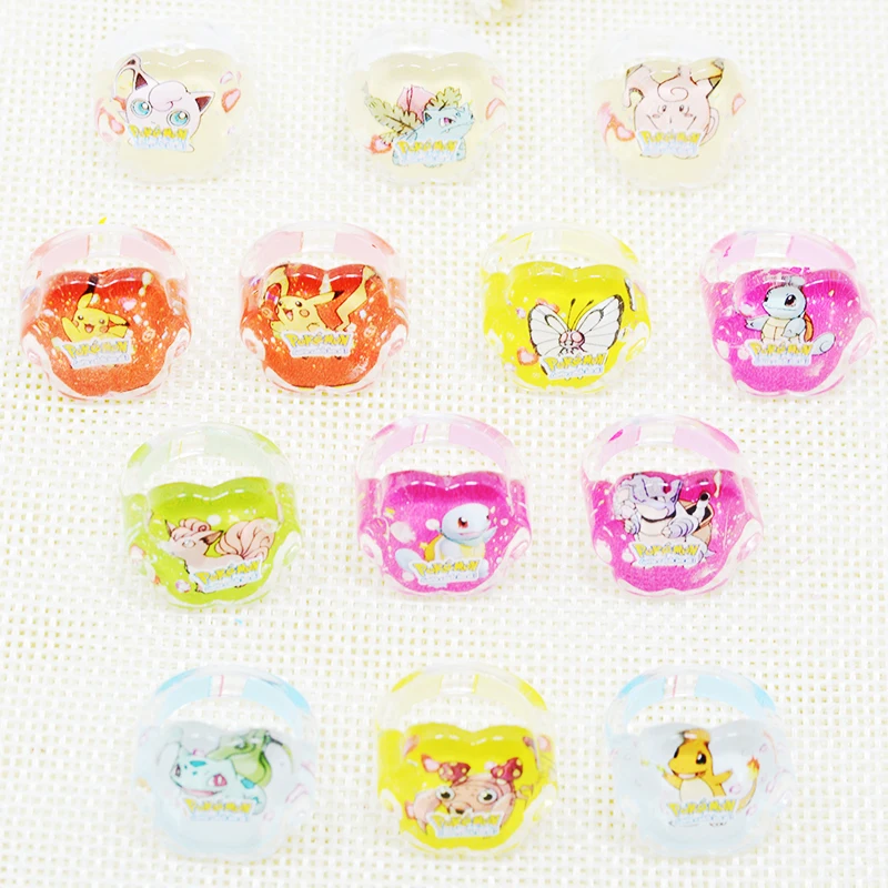 Детские акриловые кольца Pokemon Go 50 шт./партия вечерние сувениры для девочек |