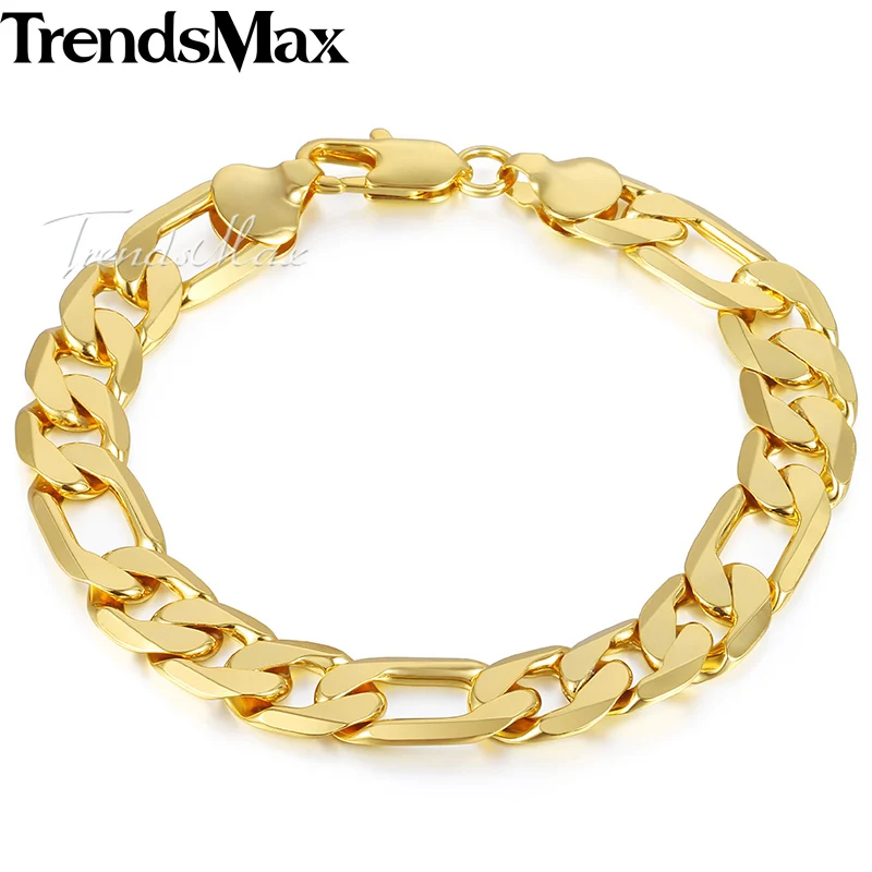 Trendsmax мужской браслет 2018 Золотой Фигаро цепи браслеты для мужчин Аксессуары