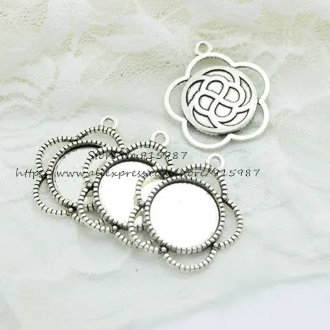 

Sweet Bell 10set ntique silver Metal Alloy flower 33*37mm(Fit 20mm dia) Round Jewelry Blanks Charms+Clear Glass Cabochon 7C1198