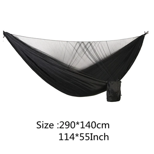 black VILEAD 260*140 см гамак для кемпинга с москитом портативный стабильный высокопрочный каваны подвесная кровать для сна Пешие прогулки лежак туристический - Цвет: black