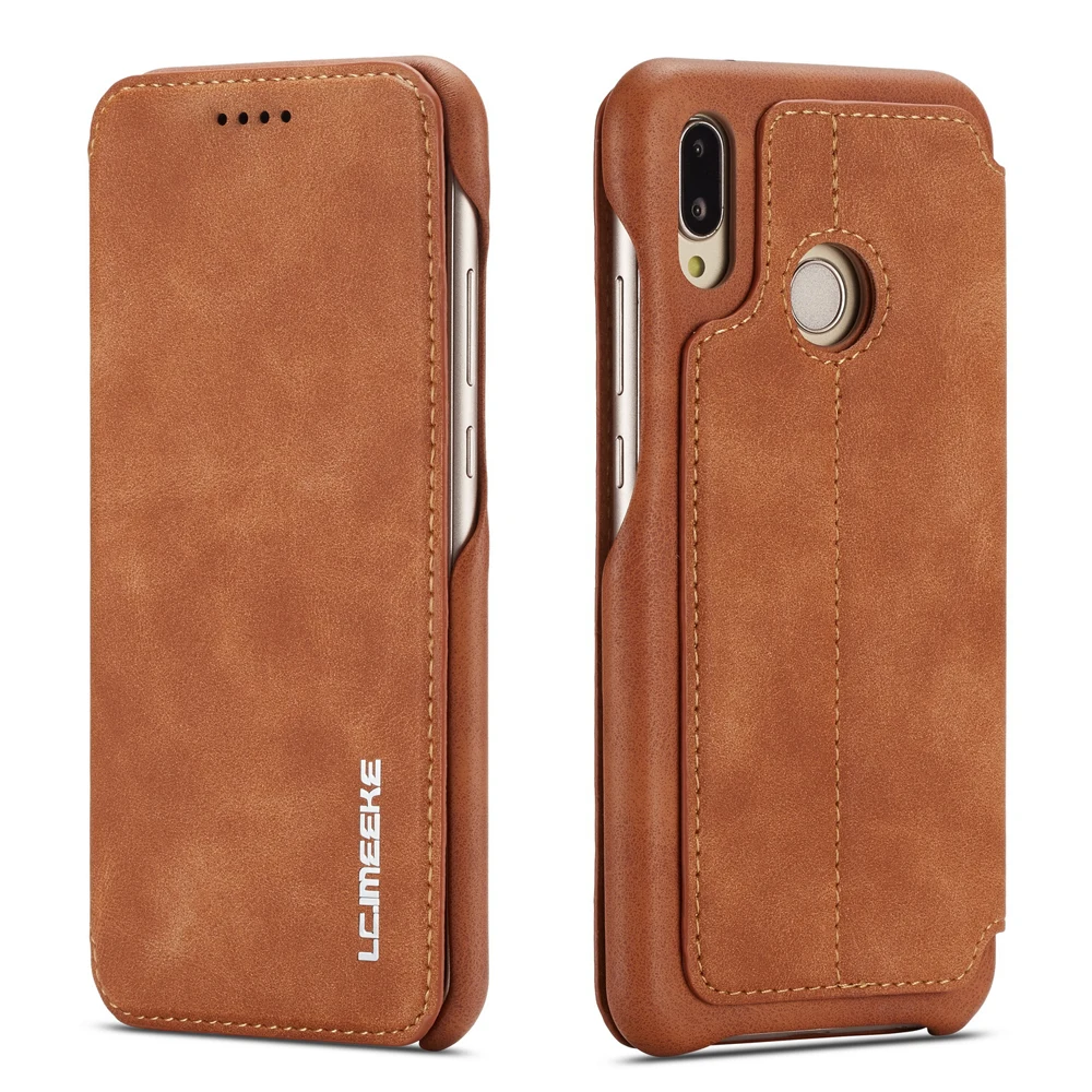 Кожаный флип чехол на магните для Huawei P20 Lite кошелек с отделением карт Pro Жесткий