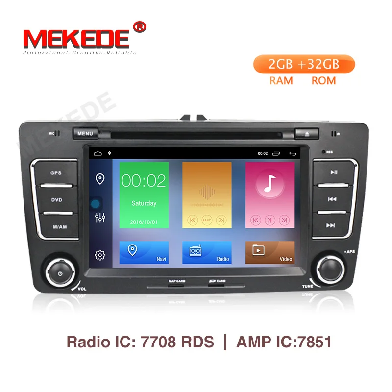 MEKEDE Android9.1 2 Гб ОЗУ два DIN 4 ядра автомобильный DVD для SKODA Octavia 2009-2013 Octavia2 Octavia A5 радио Bluetooth DAB