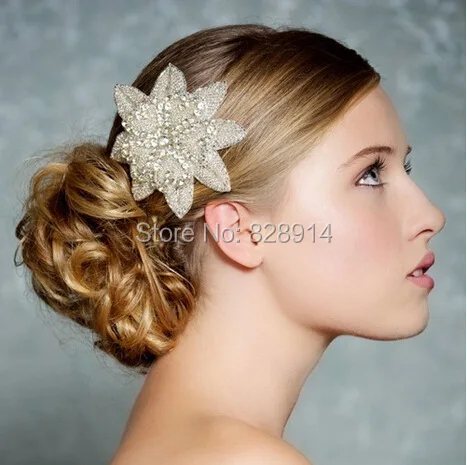 

Rhinestone Applique wedding Bride Headband Made of Crystal stone and Ribbon Handmade Wedding Headpiece