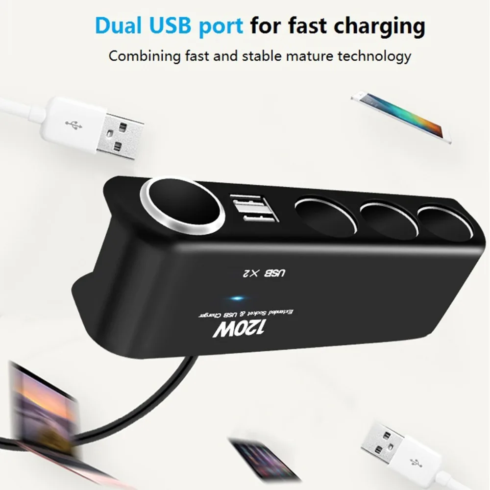 Автомобильное зарядное устройство с двумя USB-портами 12/24 В | Автомобили и