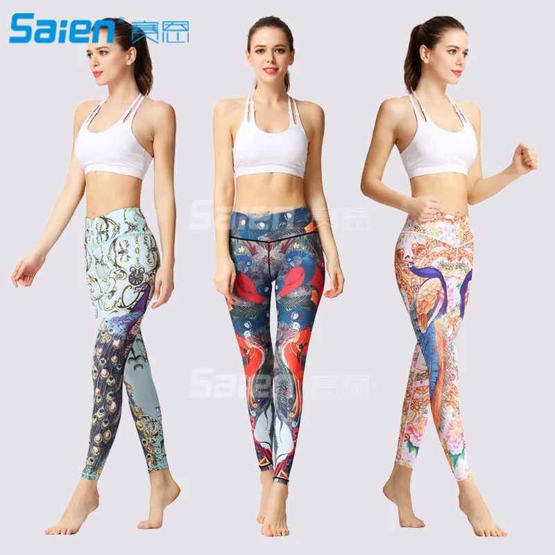 

Штаны для йоги с принтом и высокой талией, леггинсы для фитнеса, женские Капри Tommy Control