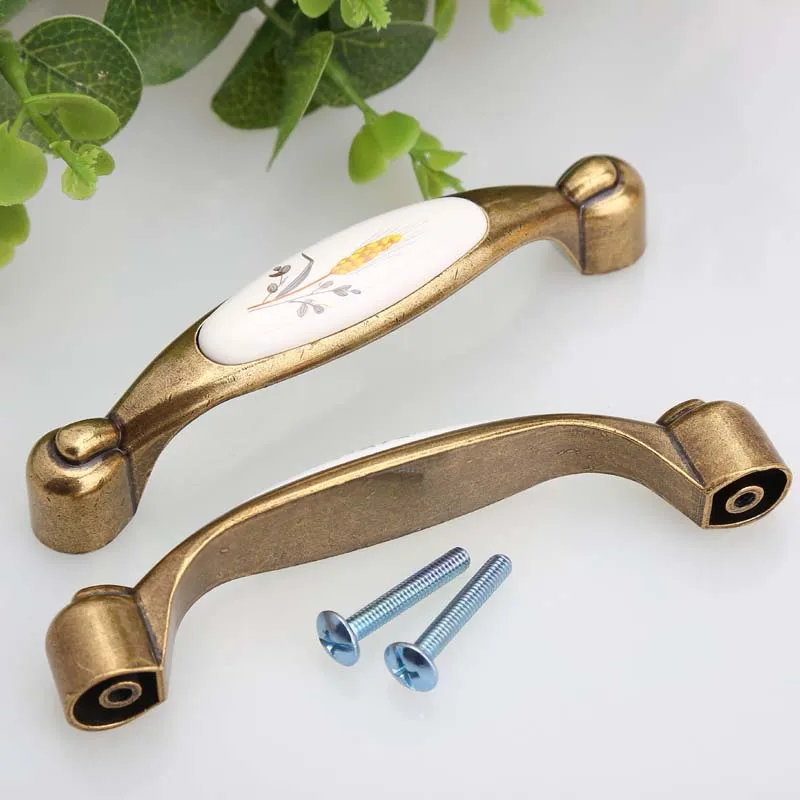 96 мм рустико Пастораль кухонный шкаф ручка белый и синий фарфор выдвижной ящик