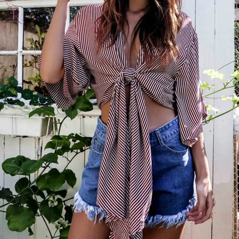 Для женщин полосой Растениеводство Топ Окунитесь Глубокий V Средства ухода за