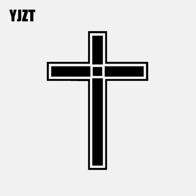 

YJZT 9.4CM*12.8CM Jesus Cross Car Sticker Vinyl Decals Black/Silver C3-1483