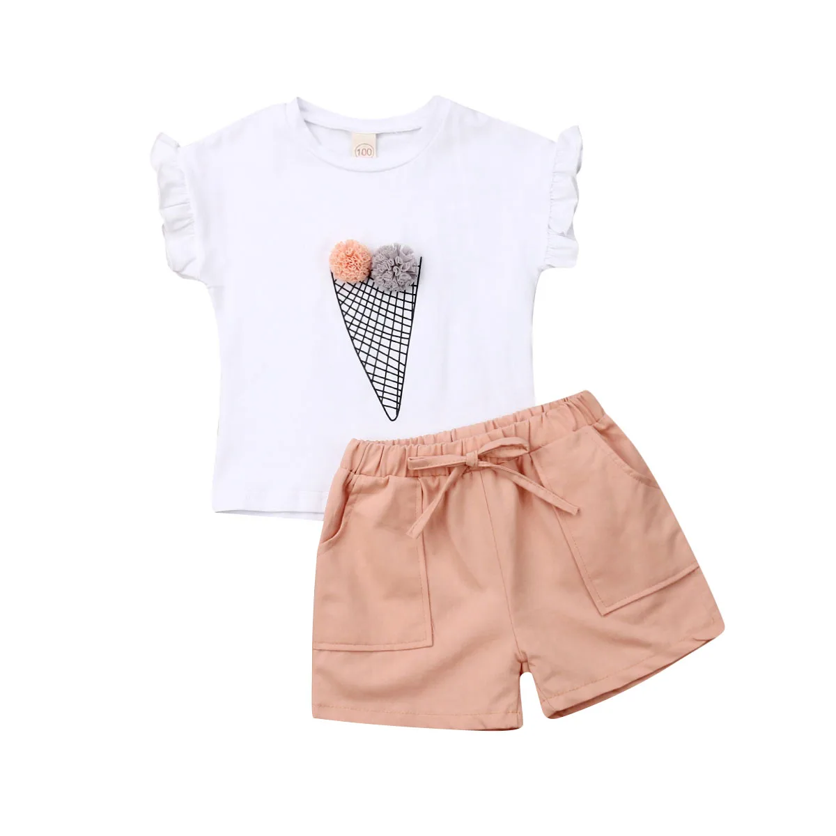 Эксклюзивная Одежда для девочек 2 шт. летние топы с мороженым маленьких рубашка +