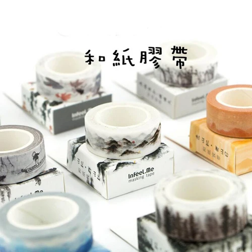 1 шт. китайский мыть Картина Пейзаж Стиль украсить Стикеры ленты школьные