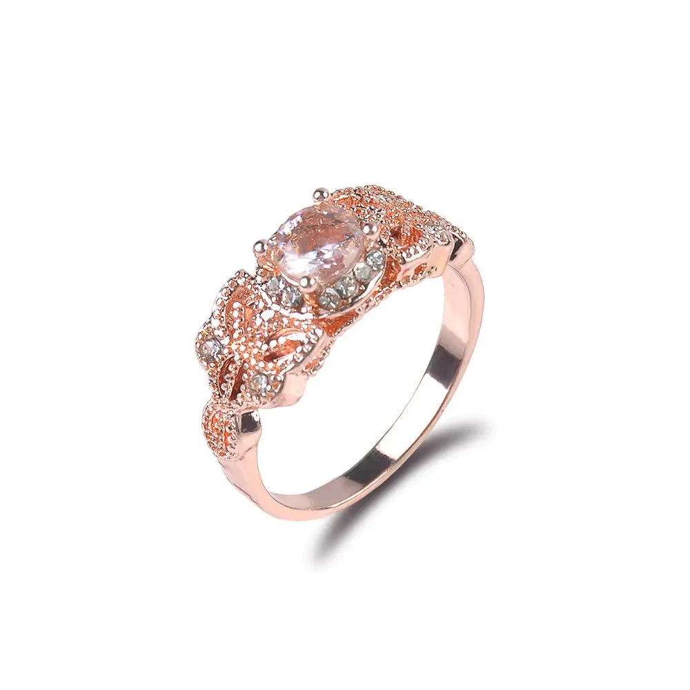 Women 1 Pair Ring/Set Rhinestone Rose Gold Filled White Wedding Engagement Size 6-10 | Украшения и аксессуары
