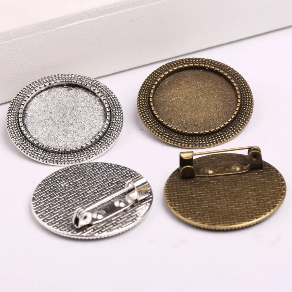 

reidgaller 5pcs metal brooch pin base 20mm cabochon settings diy jewelry fitting accessories for brooches making