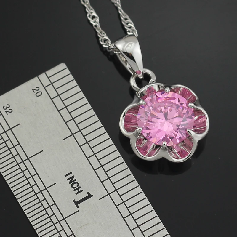 Потрясающие ювелирные наборы женское ожерелье с розовым камнем подвеска обруч