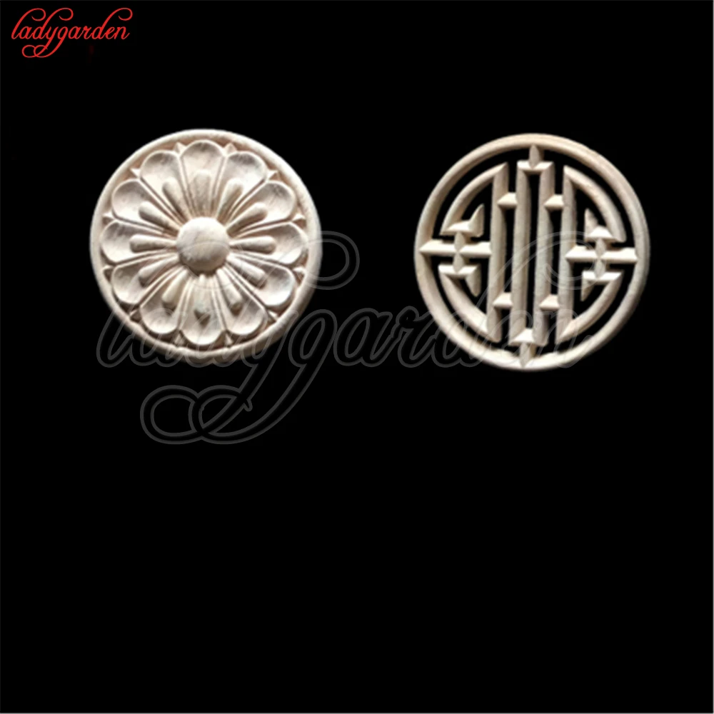 

4CM Floral Wood Carved Decal Corner Appliques Frame Bed Furniture Cabinet Decorative Wooden Crafts Decorative Wood Appliques
