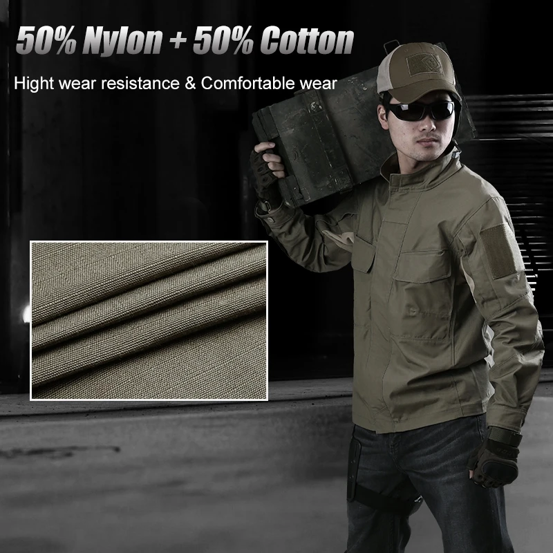 CQB Outdoor Sports Camping Tactical Military Men's Thin Training Jacket Water Repellent Clothes Collar Windproof Slim Fit Coat | Спорт и